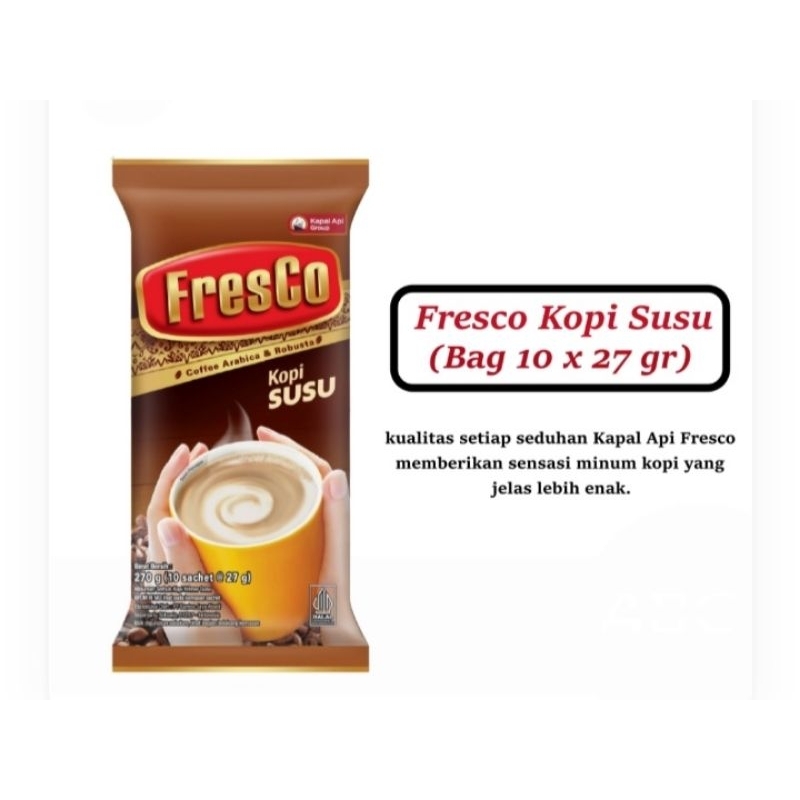 

Fresco Susu Pack 10 (10 Sachet @27 gram) Kemasan Pack isi 10 Sachet x 28 gram