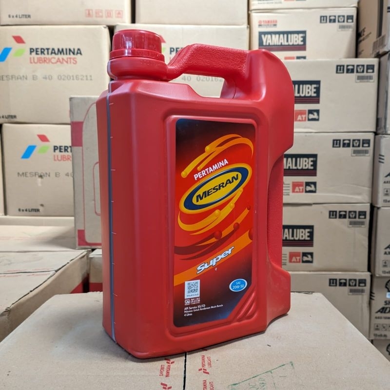 oli mesin mobil Mesran super 4 liter untuk semua jenis mobil bensin oli berkualitas 1 dus isi 6 galo