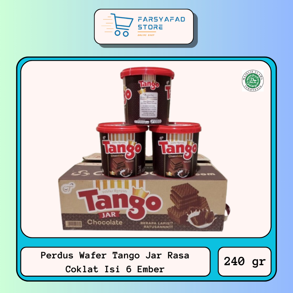 

Perdus Wafer Tango Jar Ukuran 240gr Rasa Coklat Isi 6 Ember