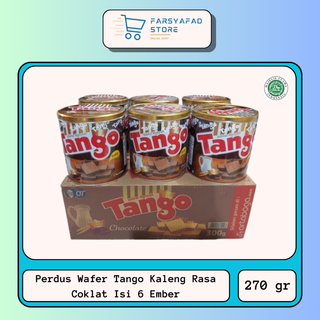 

Perdus Wafer Tango Kaleng Ukuran 270gr Rasa Coklat Isi 6 Ember