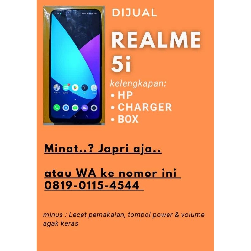 Hp realme 5i second / bekas bisa nego