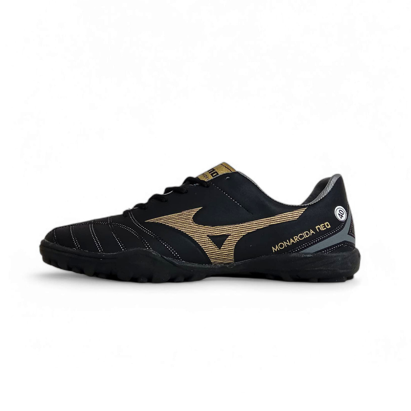 Sepatu Futsal Bergerigi Mizuno Monarcida Neo Black Gold