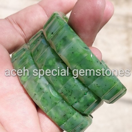 gelang batu giok hijau nephrite tunas daun _asli aceh_