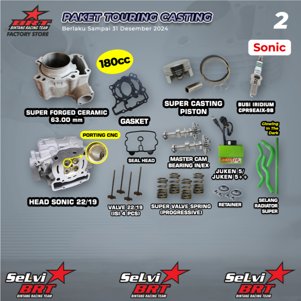 PAKET TOURING BOREUP BLOK CERAMIC SET PISTON BUSI IRIDIUM SELANG RADIATOR ECU JUKEN RETAINER PER KLE
