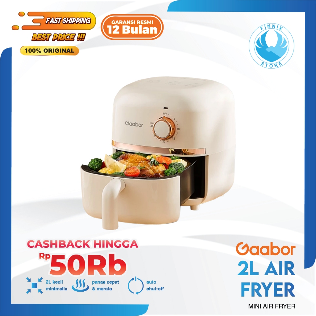 Gaabor Mini Air Fryer 2L Low Watt 600W AF20M-YE01A - Mesin Penggorengan Tanpa Minyak