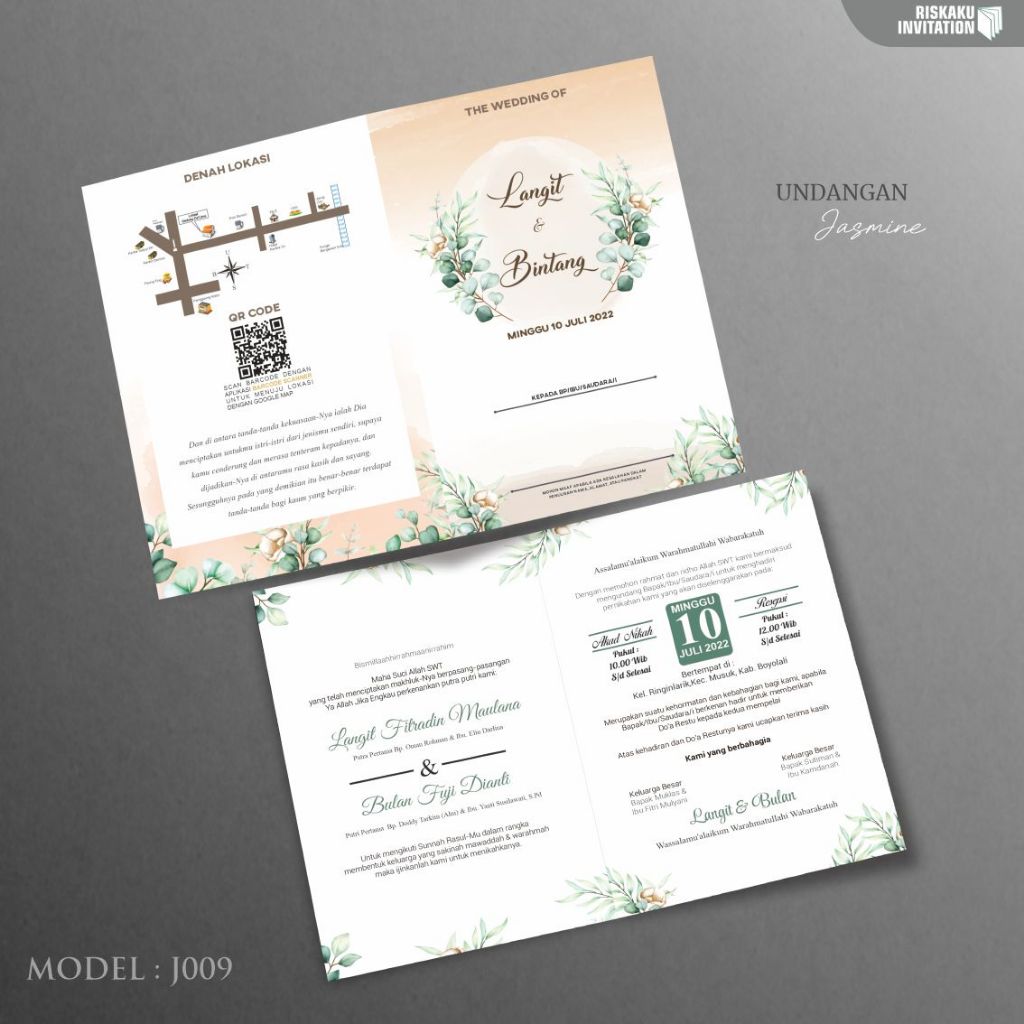 Undangan Pernikahan / Undangan Nikah Murah, Elegan, SImpel Bahan Jasmine Glossy Glitter