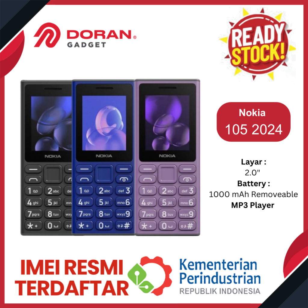 Handphone HP Nokia 105 2023 - HP Nokia 105 2024 Jadul - Original Garansi TAM 1Tahun