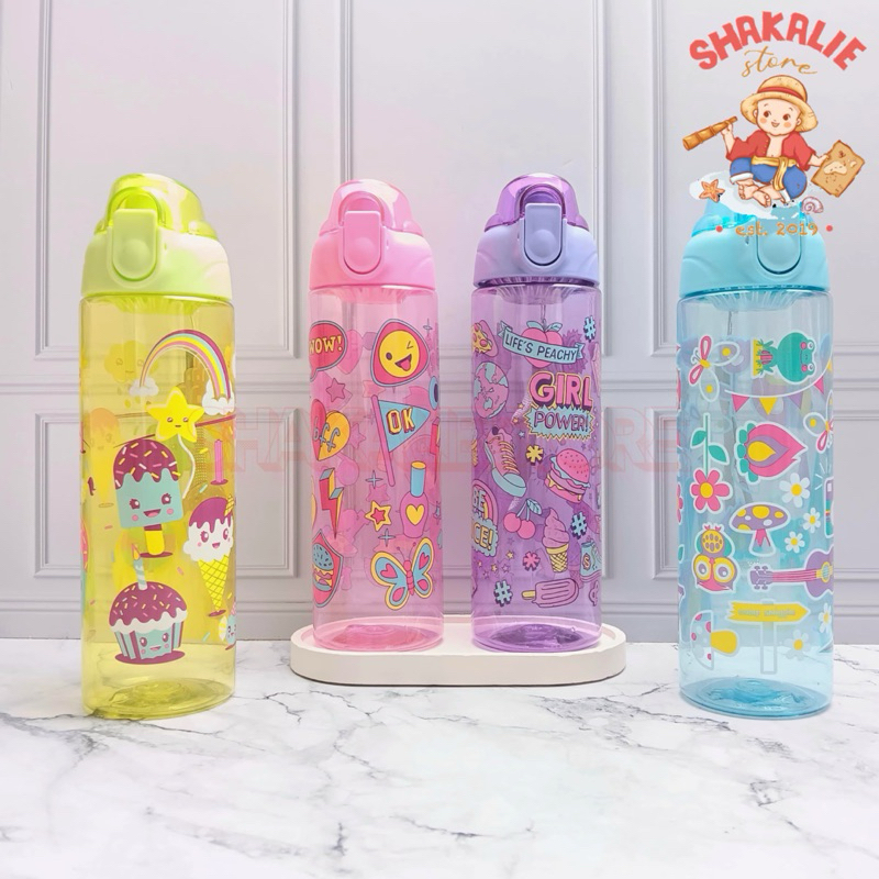 Botol Minum Smiggle Colorful Motif Lucu BPA FREE 600ML