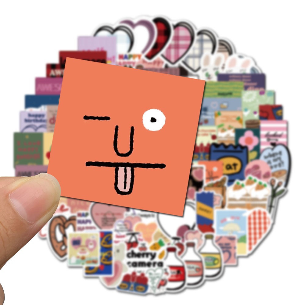 

[90PCS]Stiker Pack Lucu gaya Korea Kartun Stiker Vinyl Anti Air-Sticker Aesthetic Buku Casing HP Laptop Helm Motor