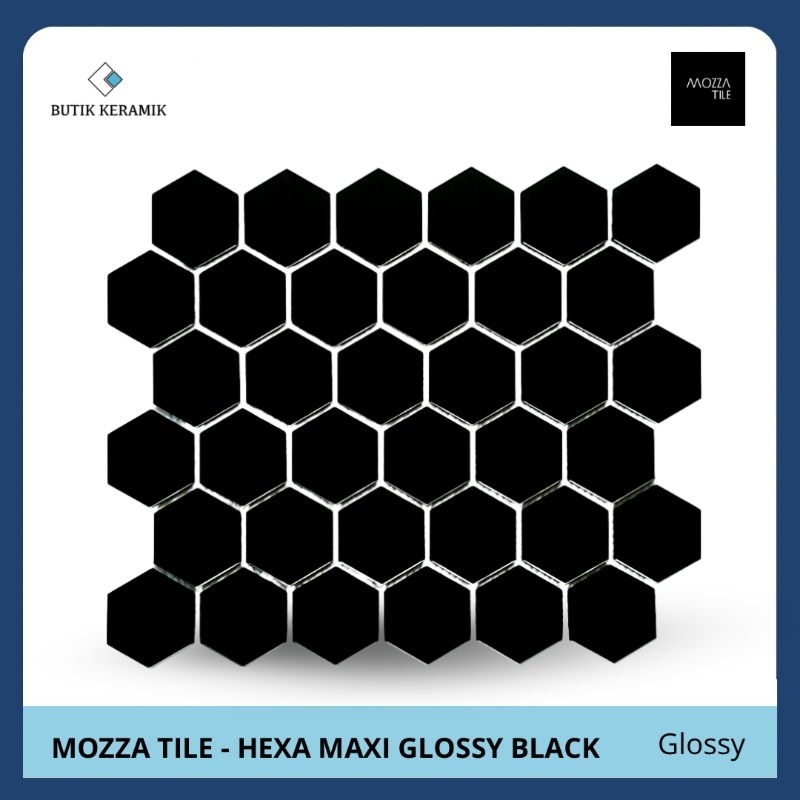 Keramik Mozaic Hexagonal | Mozza Tile | Hexa Maxi Series | Glossy  | Keramik Dekorasi Dinding | Kera