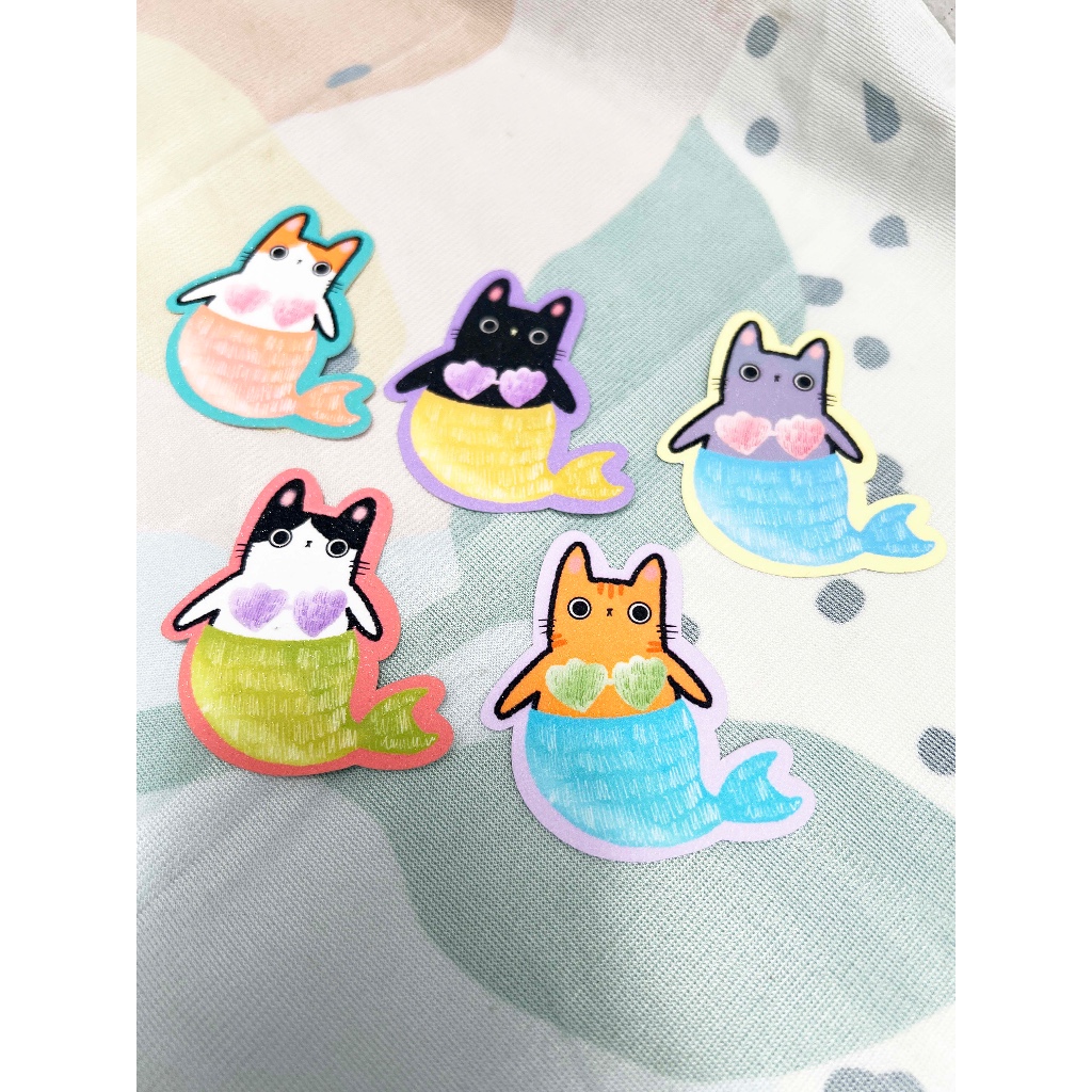 

sticker cat mermaid glitter