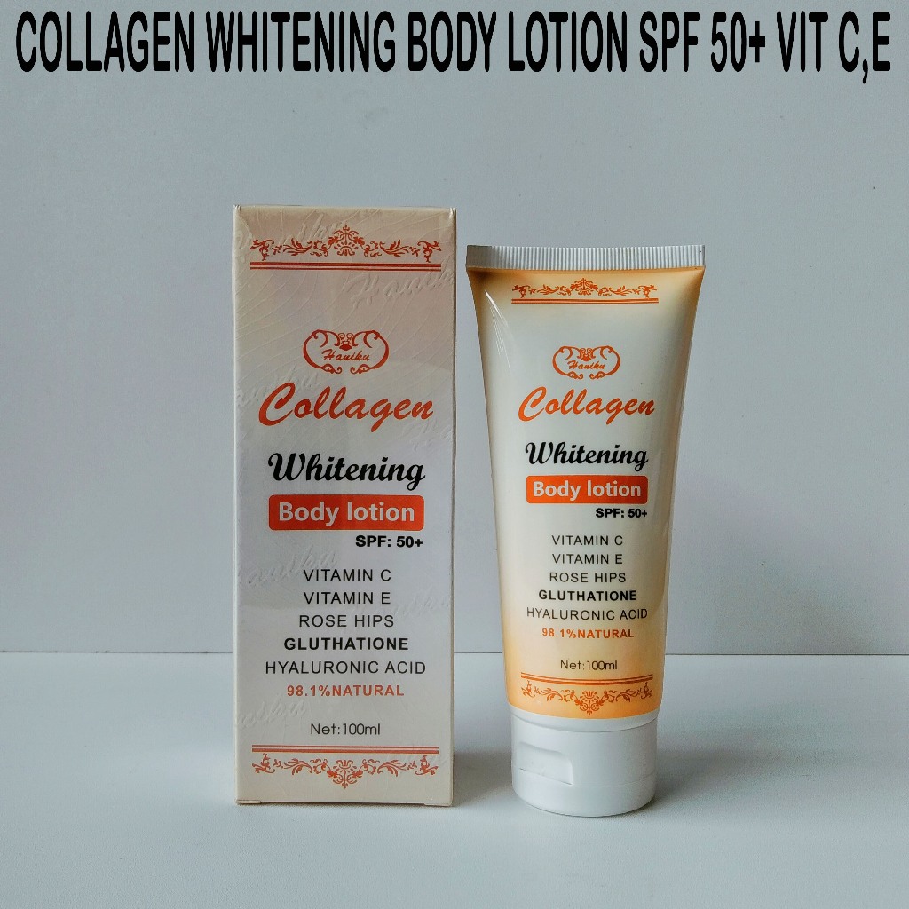 Collagen Whitening Body Lotion SPF 50 Vit C & E Mencerahkan Dan Mencegah Kulit Kering