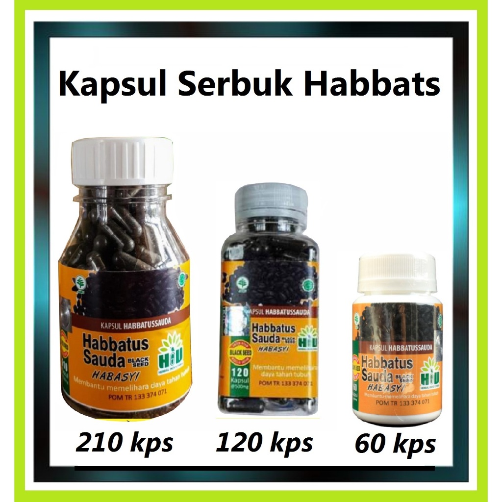 Kapsul serbuk habbatussauda / HIU habbats serbuk habasy isi 60 - 120 - 210 kapsul