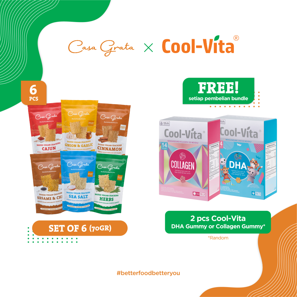 

6 Packs - 70gr (6 Casa Grata Crackers - choose your own flavor) - Gluten Free & Vegan Snacks