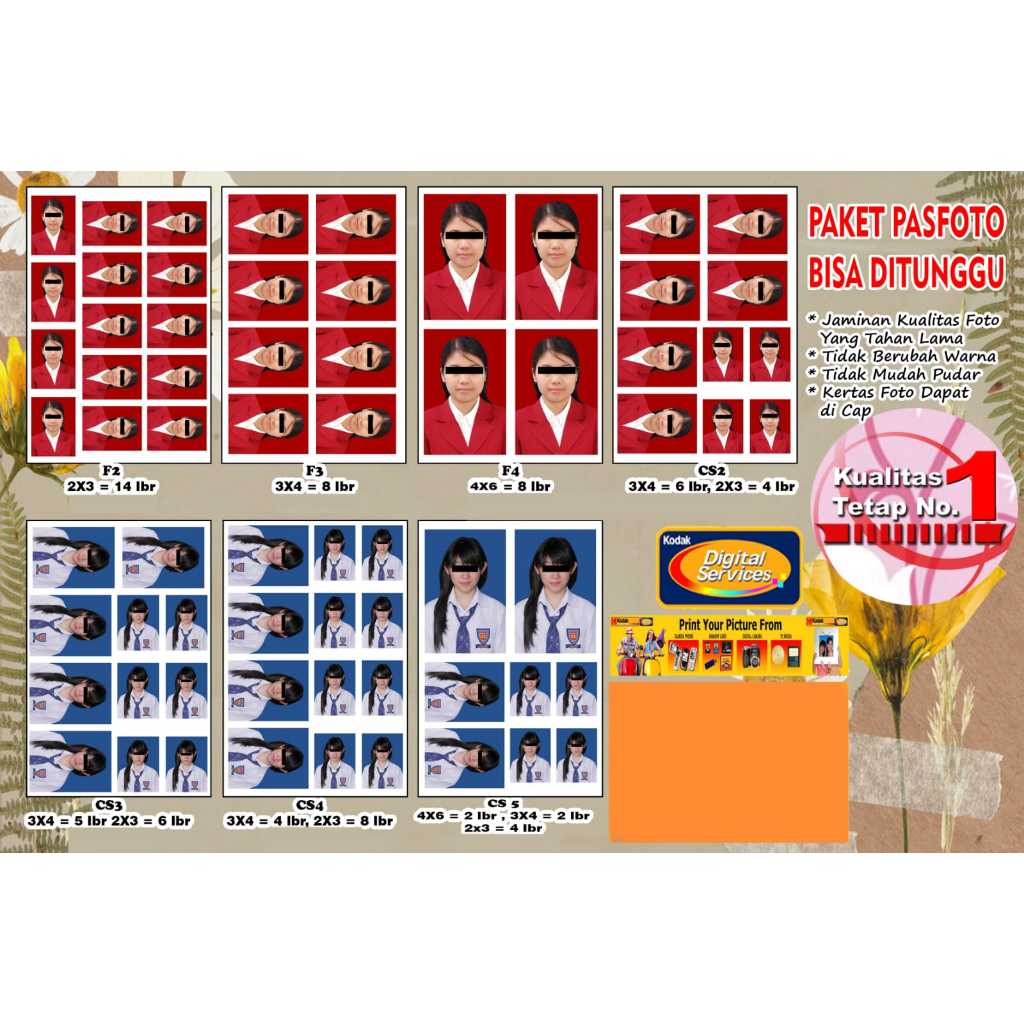 Cetak Pasfoto / Cetak Foto / Cetak Pasfoto ukuran 2x3 3x4 4x6