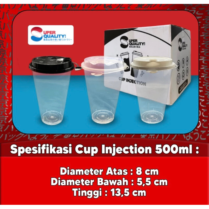 CUP INJECTION SATUAN 500ML Cup thinwall dengan tutup anti tumpah