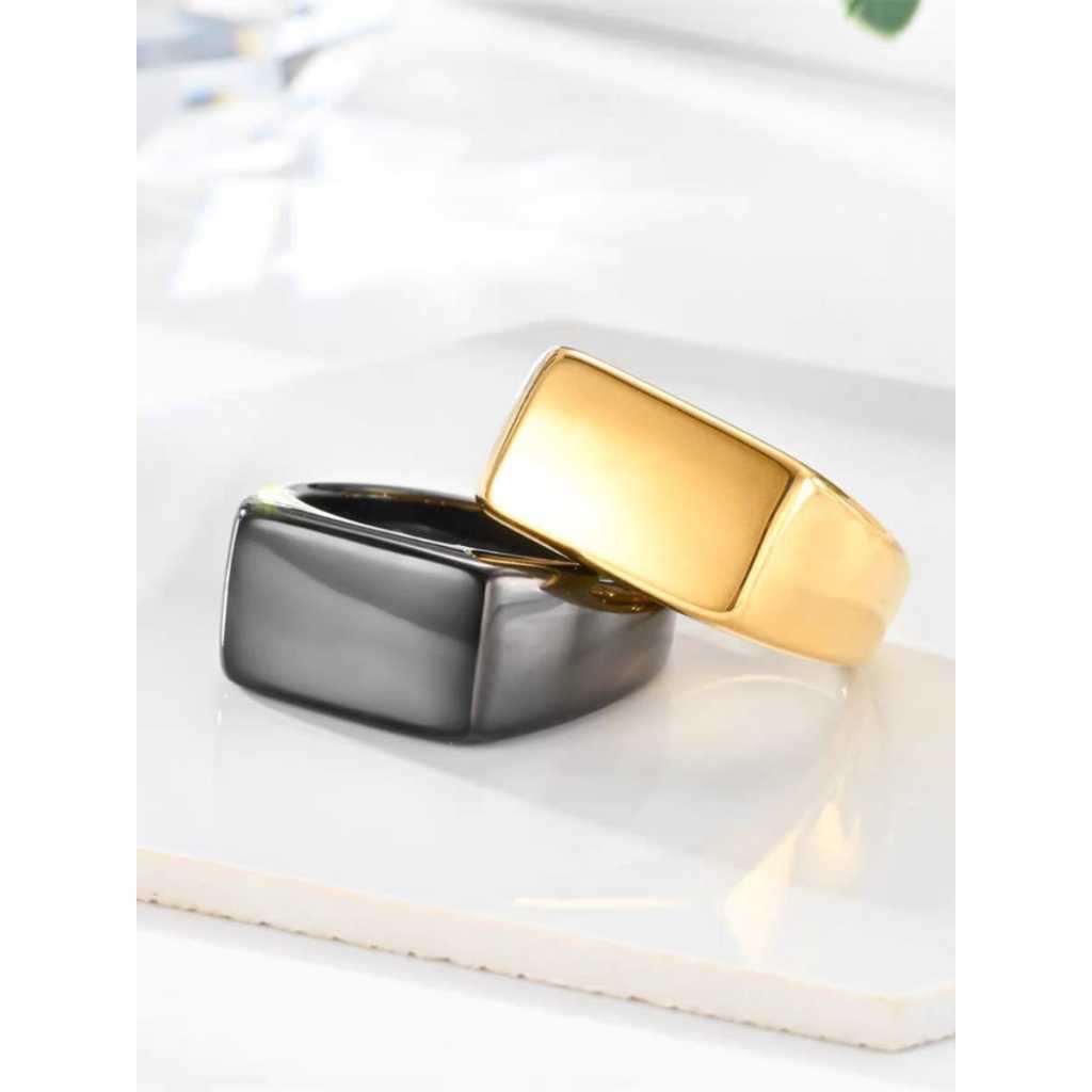 cincin titanium pria super keren / aksesoris pria asli titanium model polos silver hitam gold