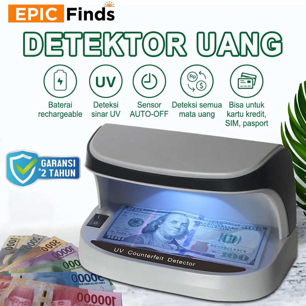 Detektor Uang Kertas / Alat Deteksi Mata Uang Palsu / Model Baterai Detektor Uang Kertas Desktop
