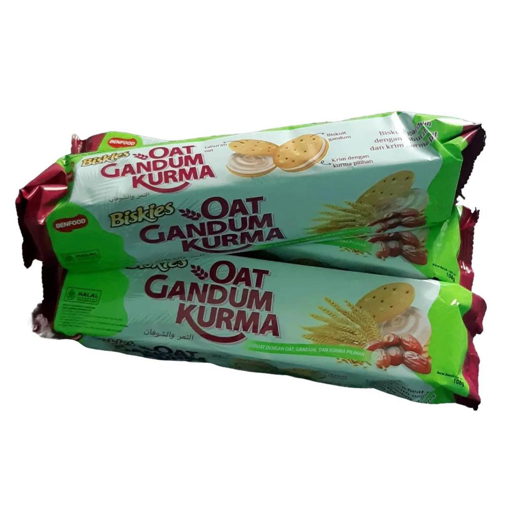 

Biskies Oat Gandum Kurma 108g Biskuit Nikmat Lezat