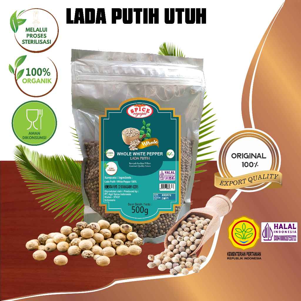 

Spice Voyages Whole White Pepper (500gr) / Lada Putih (500gr)