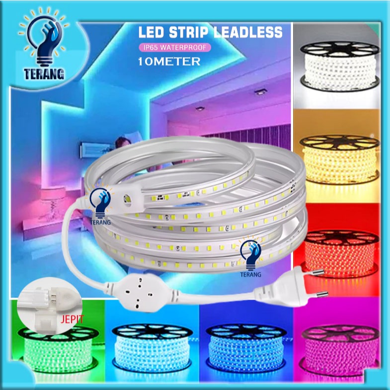PAKET Lampu Led Strip Selang 5050 5m 8m 10 meter (lampu strip+ Socket)5050 Lampu Hias Cafe Led Strip