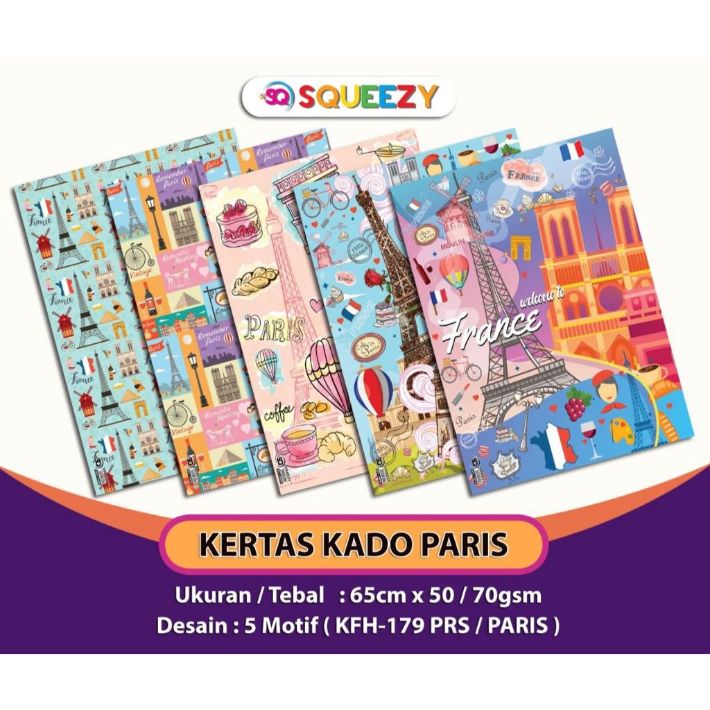 

( 5 Lembar ) PARIS SQ - KERTAS KADO DOFF GIFT WRAPPING PAPER LONDON CLASSIC VINTAGE EUSTHATIC MODERN