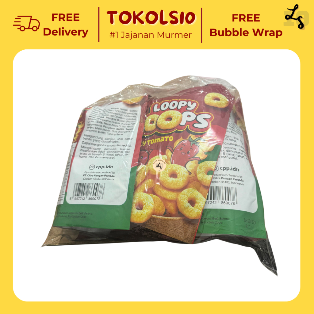 

Loopy Loops Spicy Tomato Makanan Ringan Tomat Pedas 1 Pack isi 5 pcs 25gr