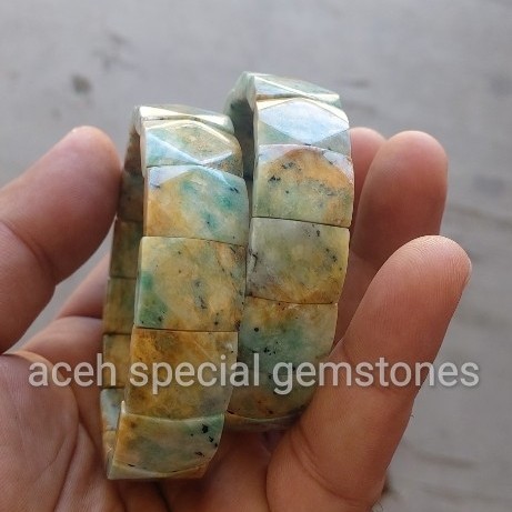 gelang batu giok motif pirus super glossy _asli aceh_