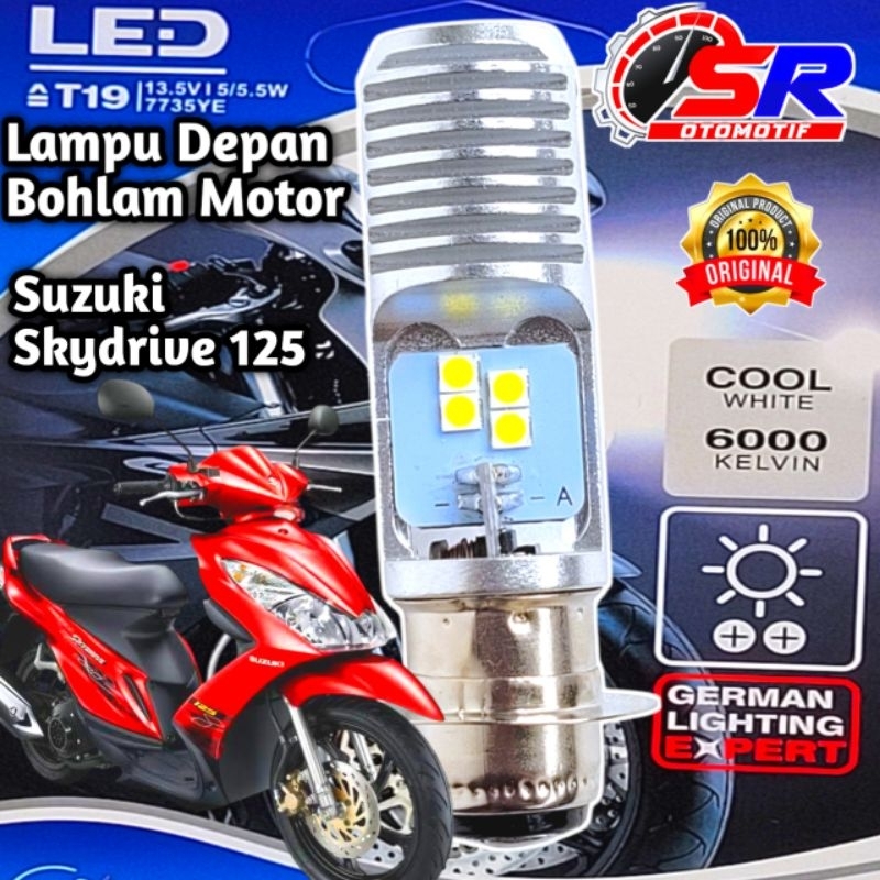 Lampu Depan LED Motor Suzuki Skydrive 125 Soket H6 T19 AC/DC 12 Volt Pengganti Dop/Bohlam Standar