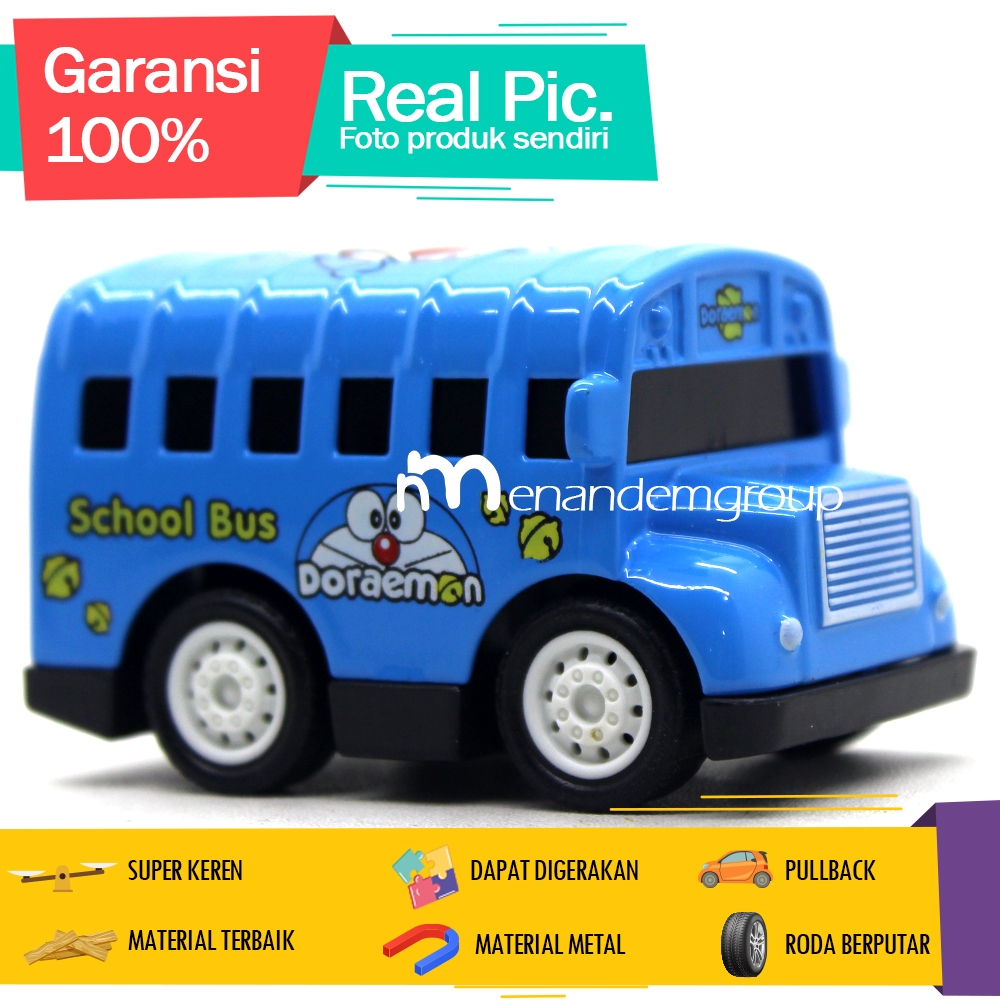 Diecast Miniatur Mainan Mobil Bus Sekolah Mini School Bus Besi Metal Pullback
