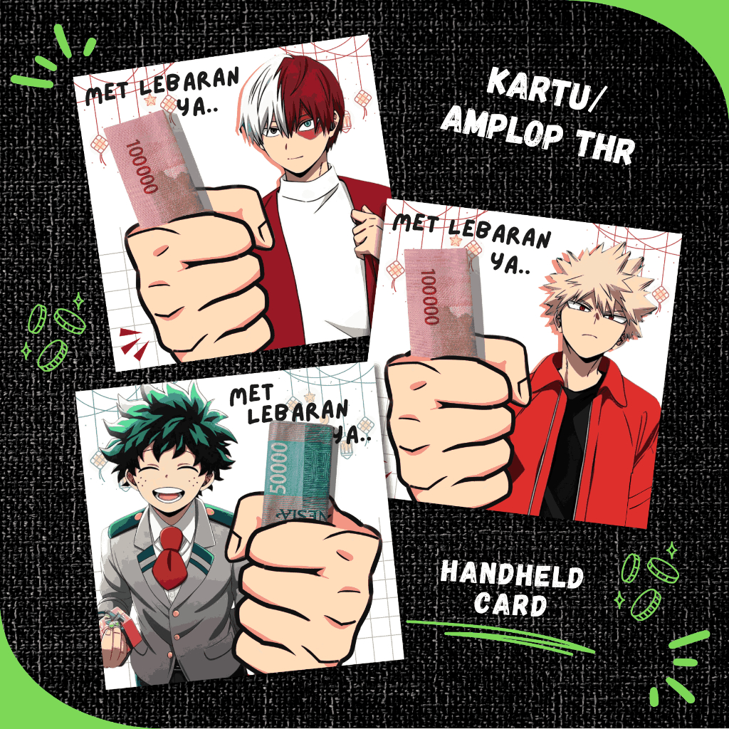

AMPLOP THR / ANGPAO ANIME MY HERO ACADEMY - KARTU THR DEKU BAKUGO TODOROKI - AMPLOP IMLEK NATAL LEBARAN NYEPI PASKAH - KARTU UCAPAN UNIK