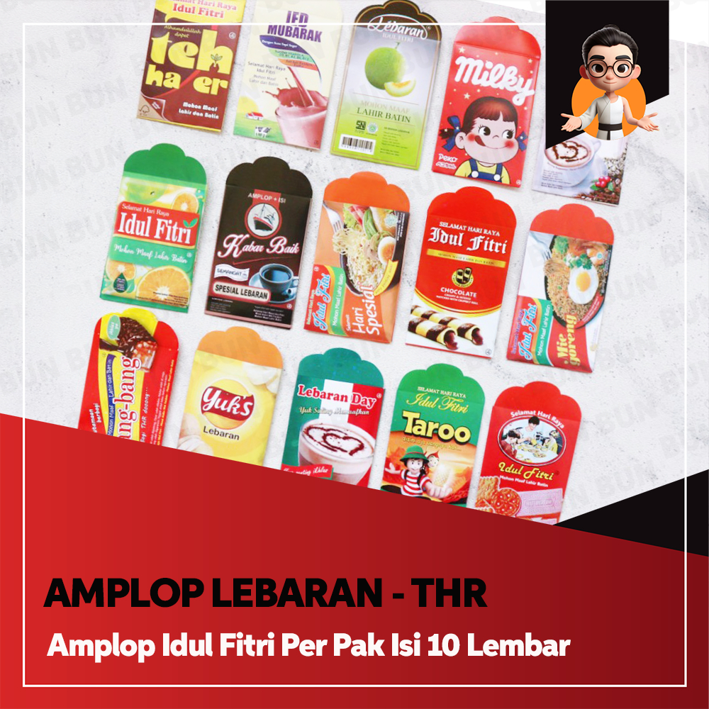 

Amplop Lebaran Viral - Angpao THR SNACK - Idul Fitri Anak Motif Makanan Per Pack isi 10 Lembar