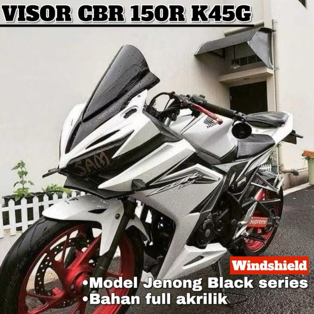 WINDSHIELD VISOR CBR 150R K45G BAHAN FULL AKRILIK MODEL JENONG BLACK SERIES VISOR CBR 150R K45G HS55