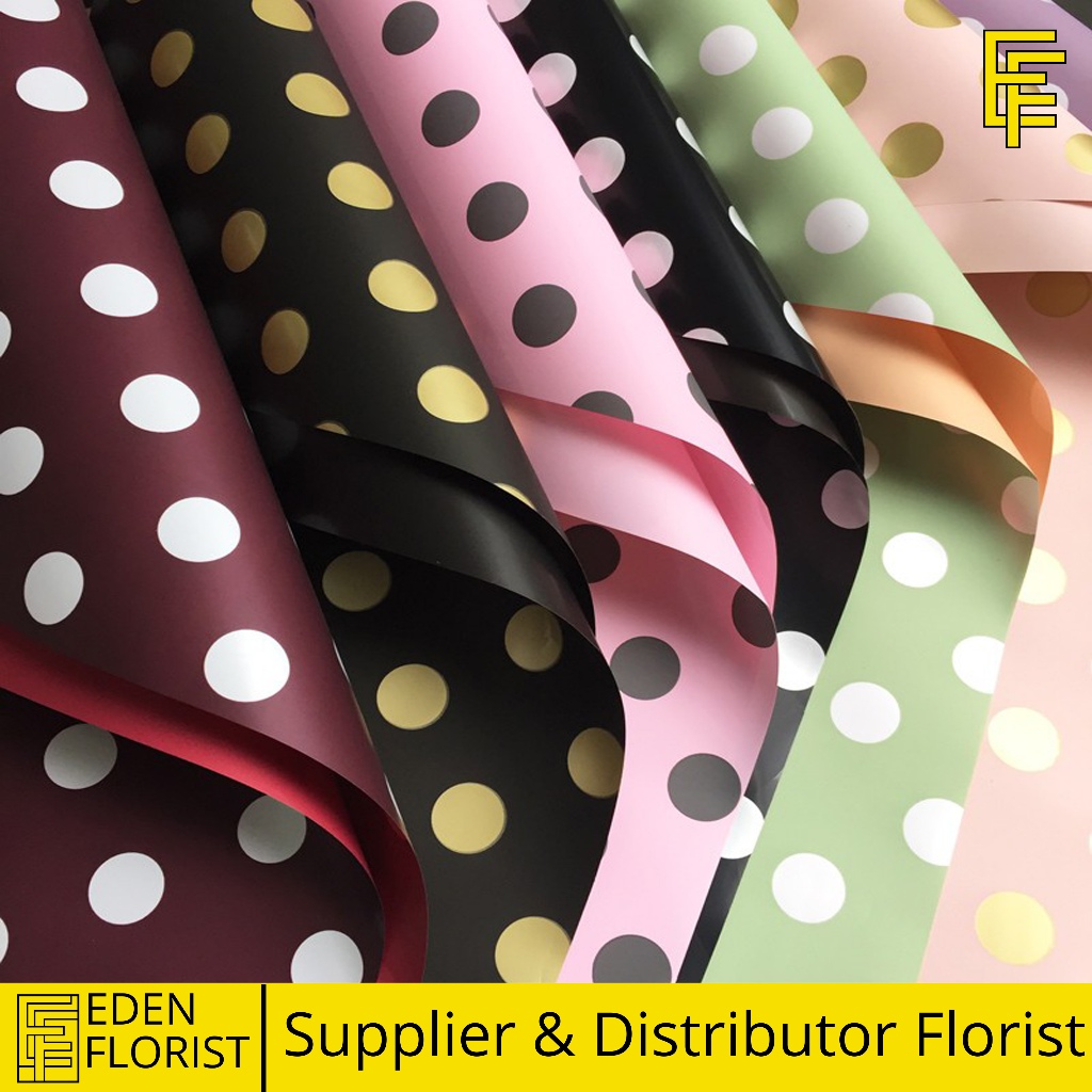 

20 LEMBAR Flower Wrapping Polkadot Cellophane Kertas Buket Bunga COD KB11