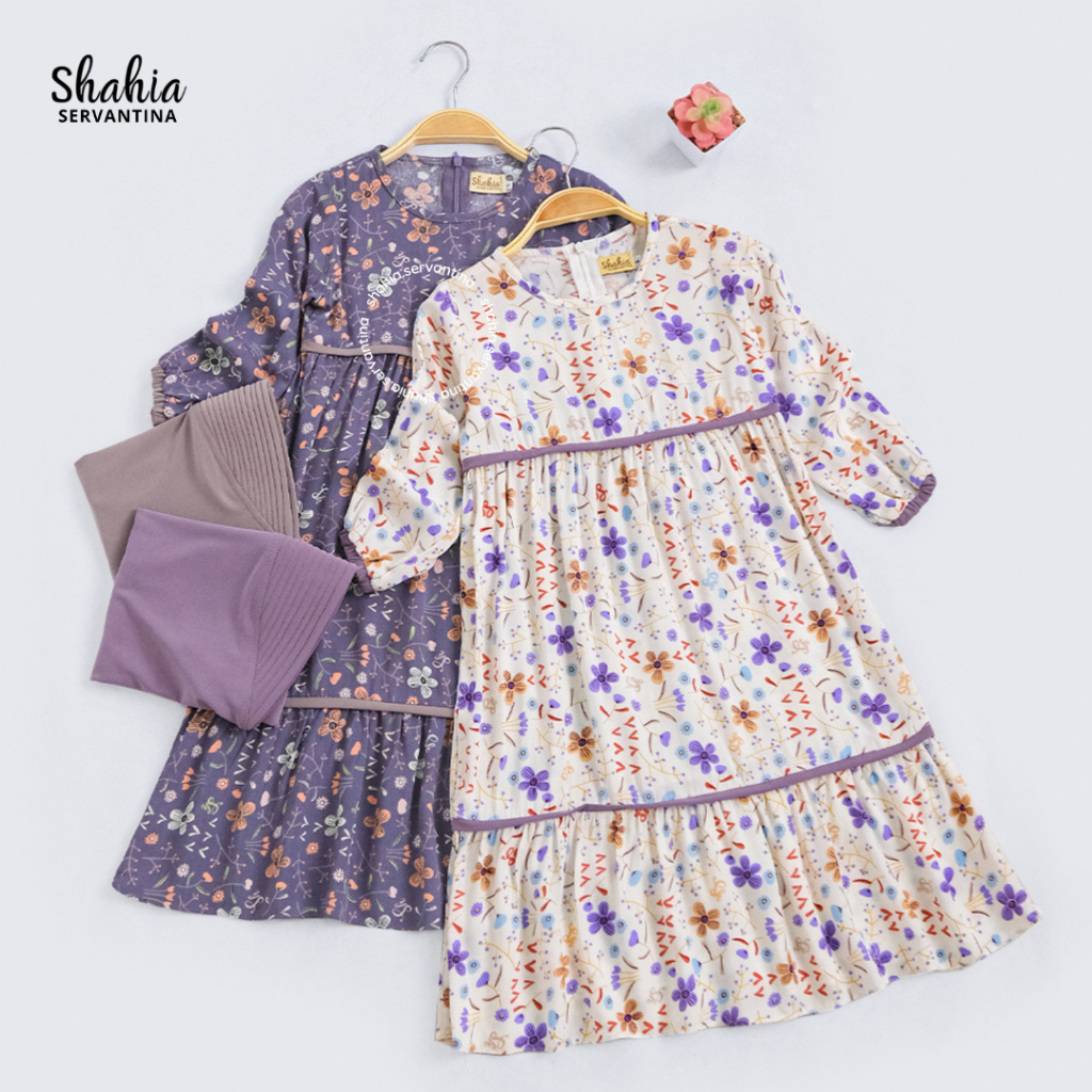 BEST SELLER SHAHIA SERVANTINA - [SATU SET JILBAB] VIOLA SET GAMIS RAYON ANAK PEREMPUAN DRESS