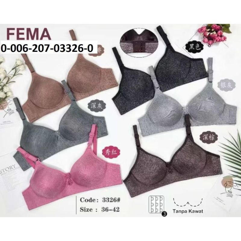 Fema Bra BH Wanita Dewasa Ada Busa Tanpa Kawat
