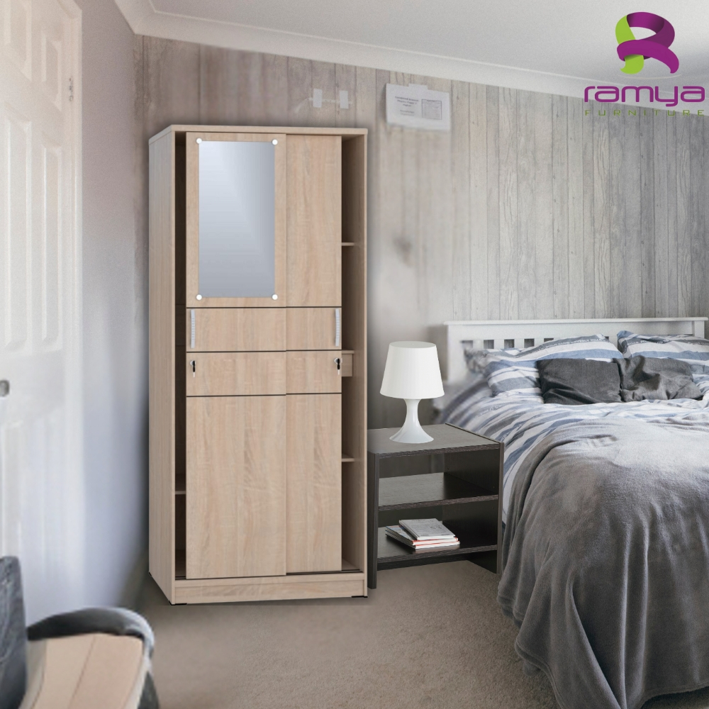 RAMYA  LP 219 SL (Lemari Pakaian 2 Pintu Sliding Minimalis + Cermin)