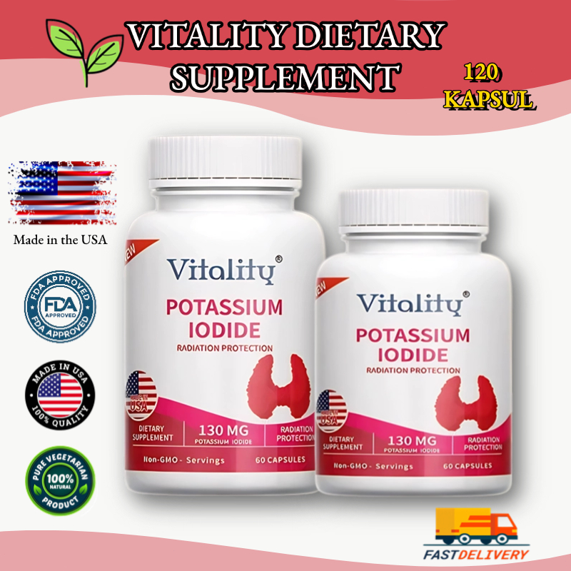 KALIUM IODIDA, 130 mg, mendukung kesehatan tiroid, melindungi terhadap radiasi, kekebalan tubuh