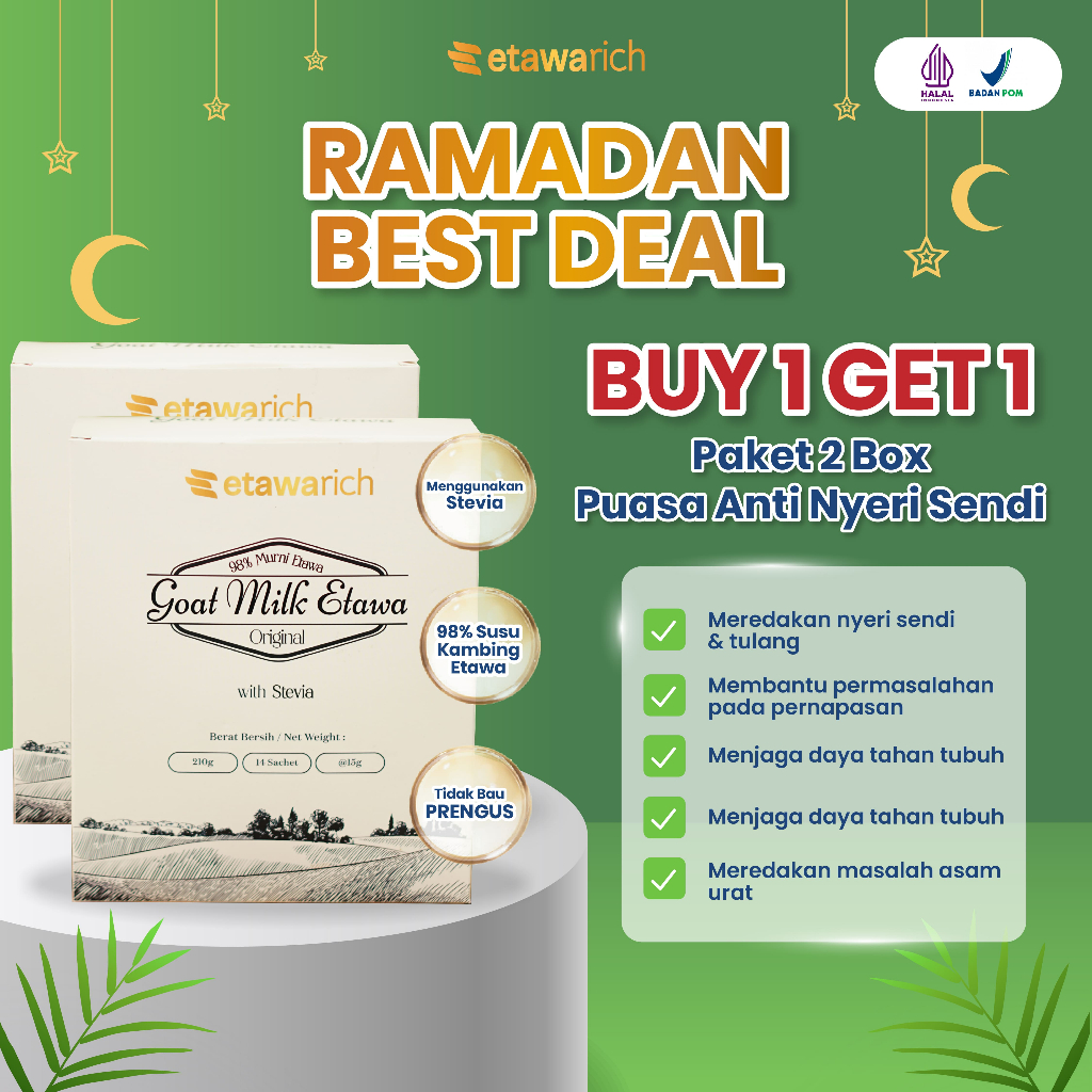 

Etawarich 2 Box Susu Kambing 210gr Susu Kambing Etawa Atasi Masalah Pernafasan/ISPA
