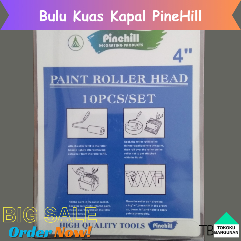 pinehill Refill kuas roll kapal 4" isi koas cat cet bulu kecil putih minyak