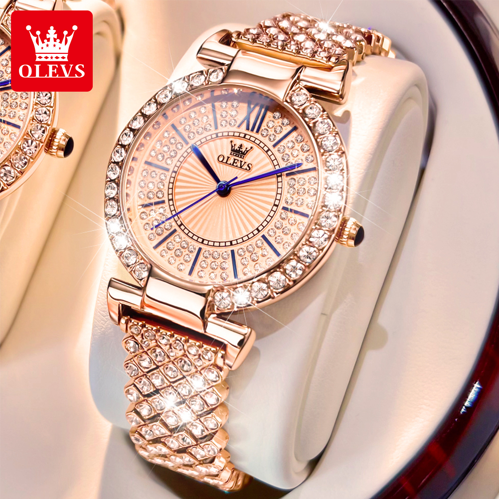 New- OLEVS Jam Tangan Wanita Anti Air Original Tahan Kecil Branded Elegan Analog Rose Gold