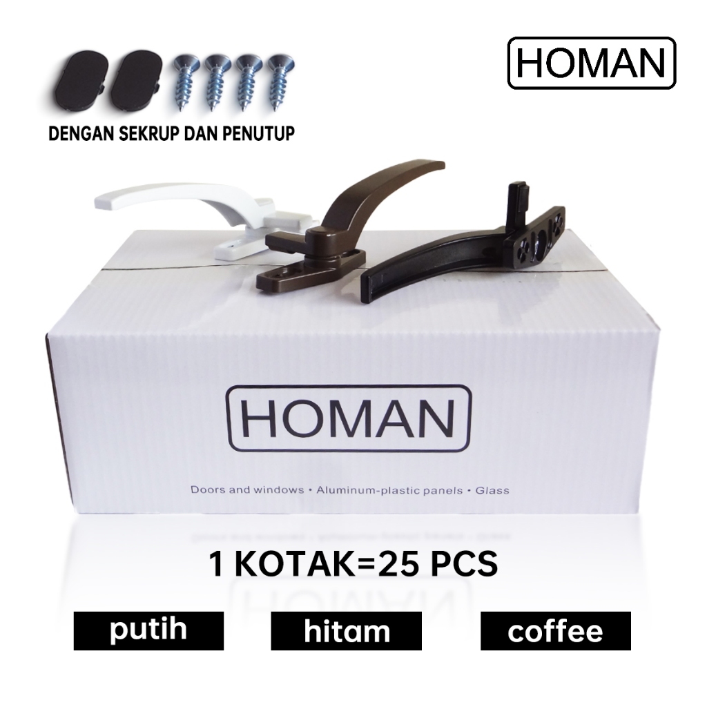 Homan Gagang jendela aluminium Pegangan jendela Kunci Jendela Aluminium hitam Putih Cokelat