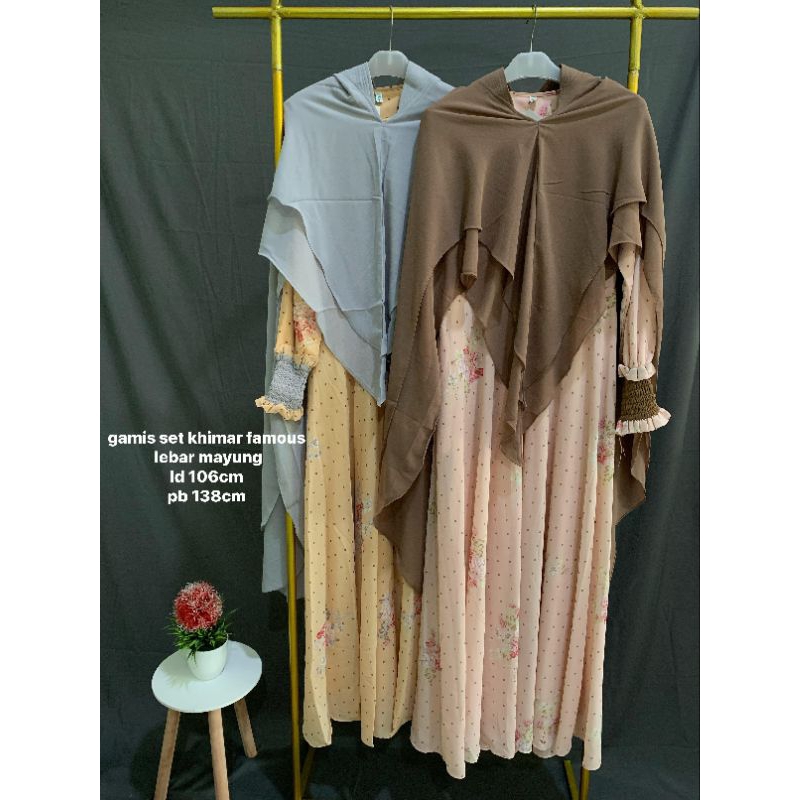 GAMIS SET KHIMAR FULL CERUTY BY FAMOUS