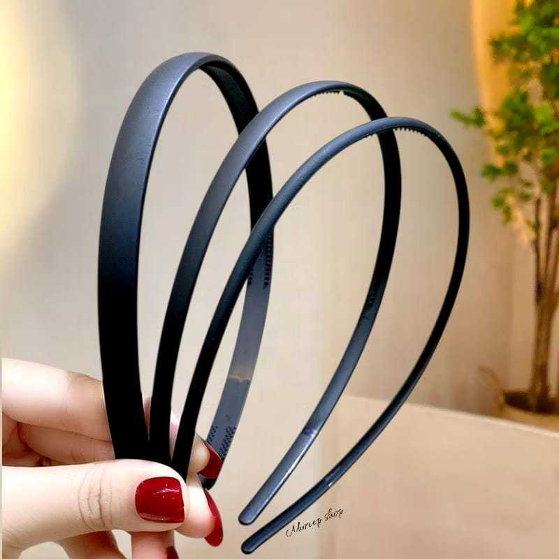 Bando doff colour hitam polos / bando unisex pria/wanita simple polos