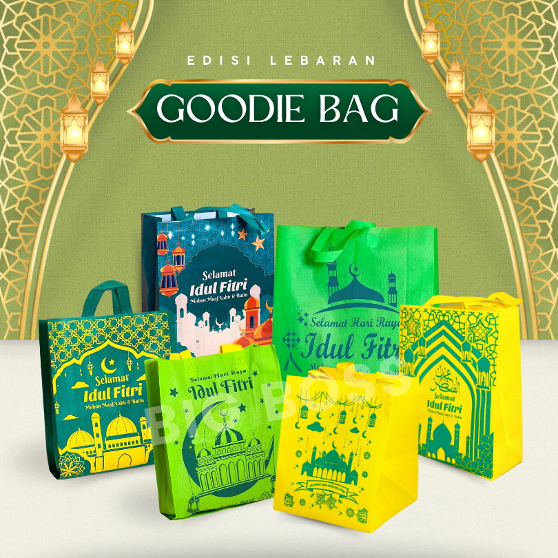 

Tas Goodie Bag Lebaran Idul Fitri / Tas Spunbond Idul Fitri / Tas Hampers Lebaran / Tas Goodie Bag Spunbond Sembako