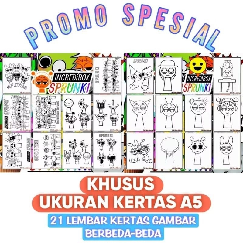 

DAPAT 2 TEMA SPRUNKI & SPRUNKI V1 (21 LEMBAR) KHUSUS KERTAS GAMBAR UKURAN A5 / KERTAS GAMBAR TEBAL 160GSM