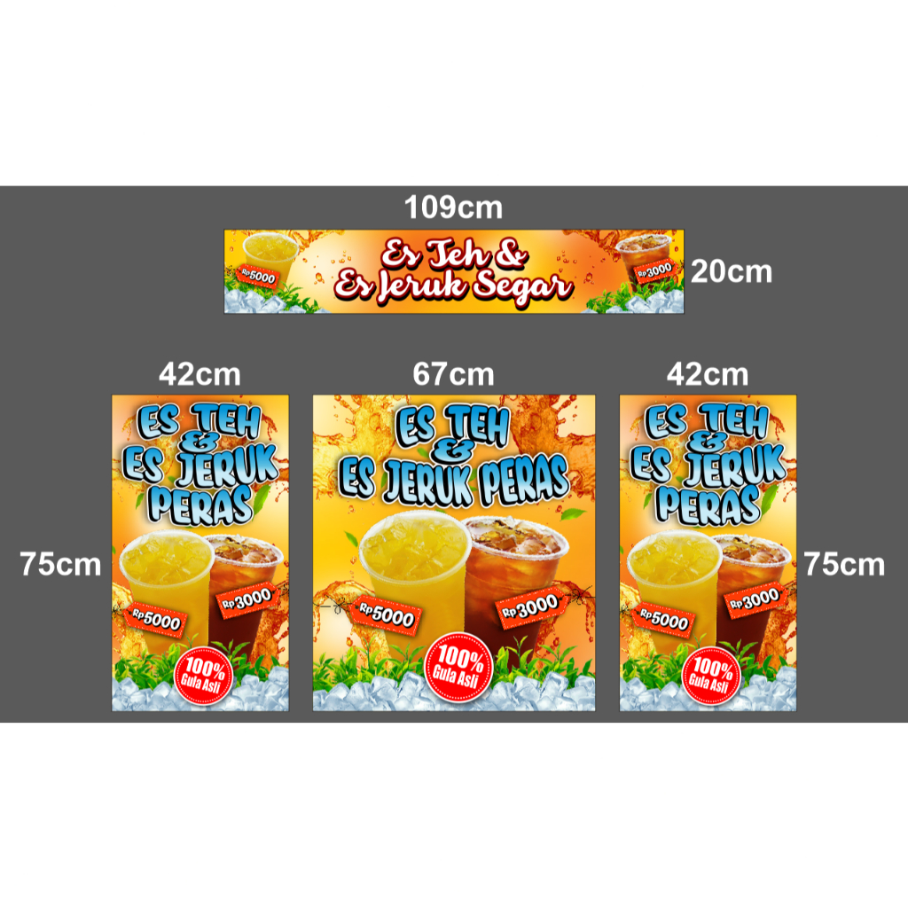 Custom Banner Rombong/Booth Es Teh Es Jeruk | Custom Desain | Custom Ukuran