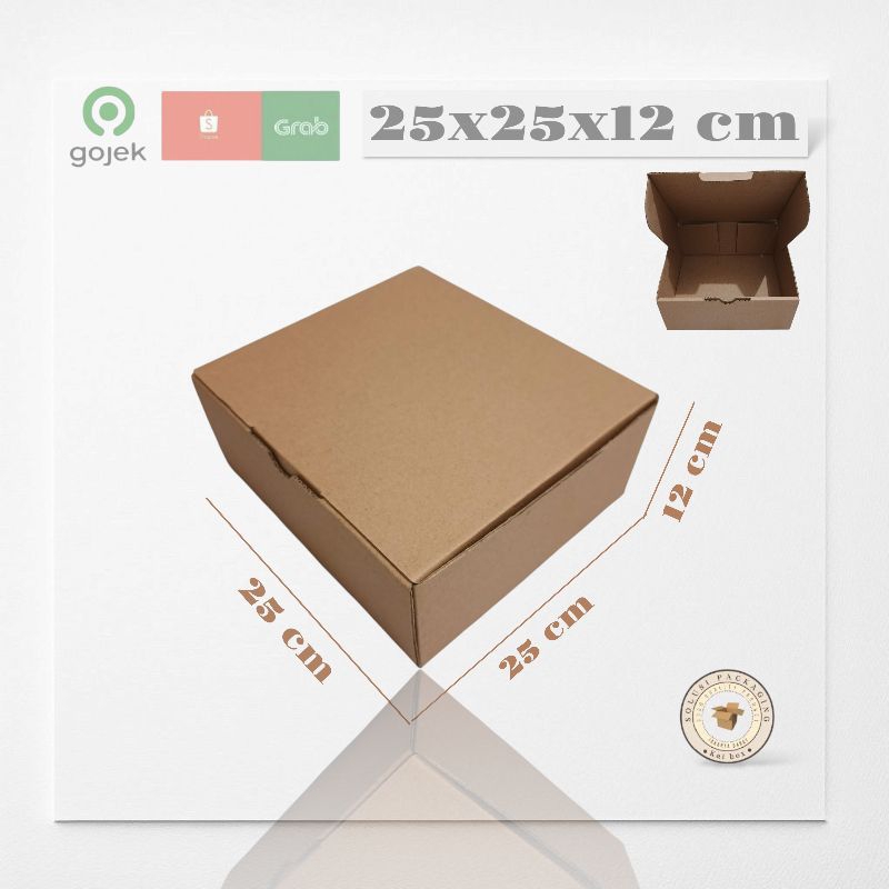 

kardus ukuran 25x25x12 cm die cut model pizza