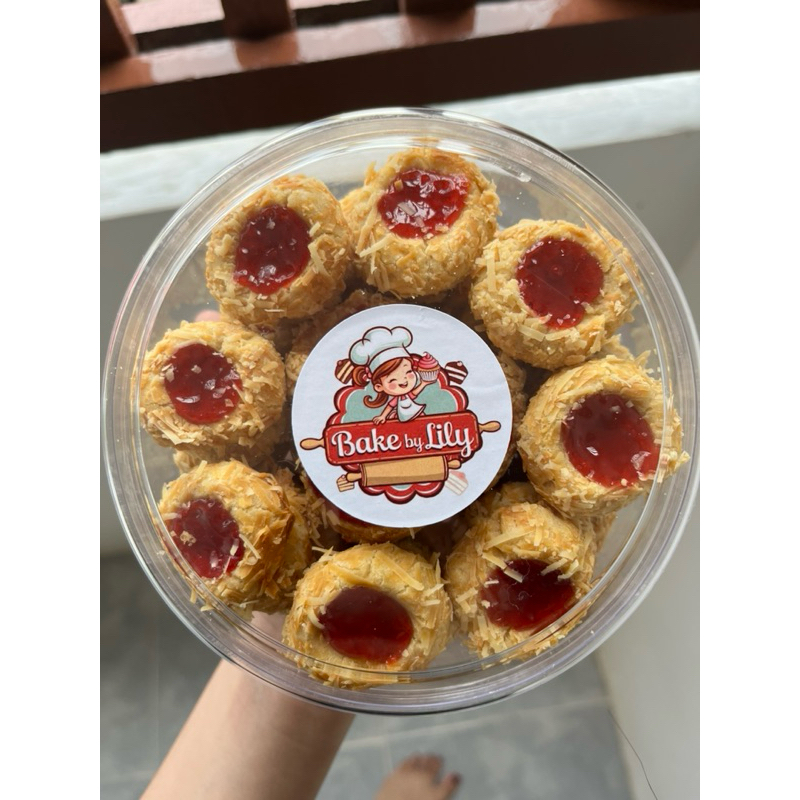 

thumbprint strawberry cookies premium cheese bakebylilyy