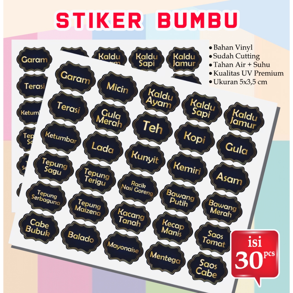 

Jual 30 PCS STIKER BUMBU DAPUR DAN TOPLES BUMBU 200ML